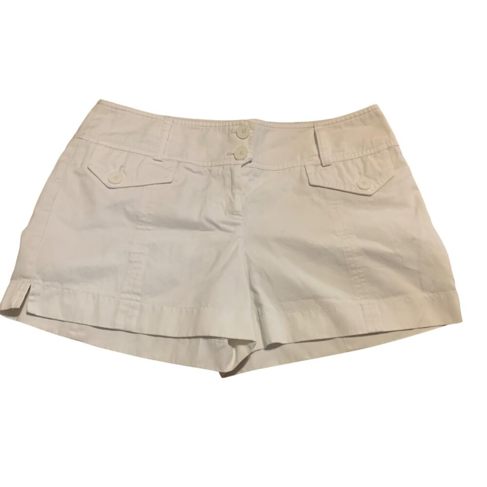 Ann Taylor LOFT Women's Shorts White Cargo Button Detail Back Pockets‎ Sz 10